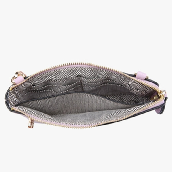 Rose Pink Cheetah Print Crossbody Wristlet Clutch with Twist Lock Closure - Picture 2 of 4